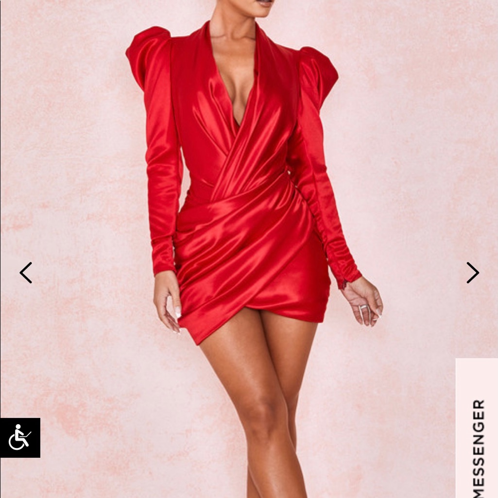 House Of Cb Red Satin Mini Dress